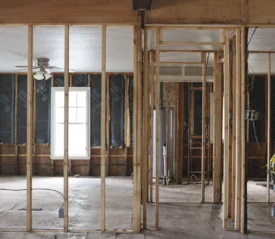 Wooden framing inside a new build house