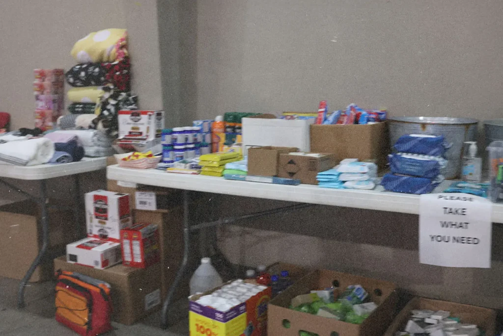table of donated products
