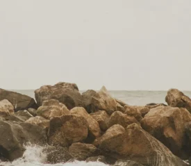 rock barrier in the ocean