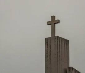 Cross on top of concrete slab