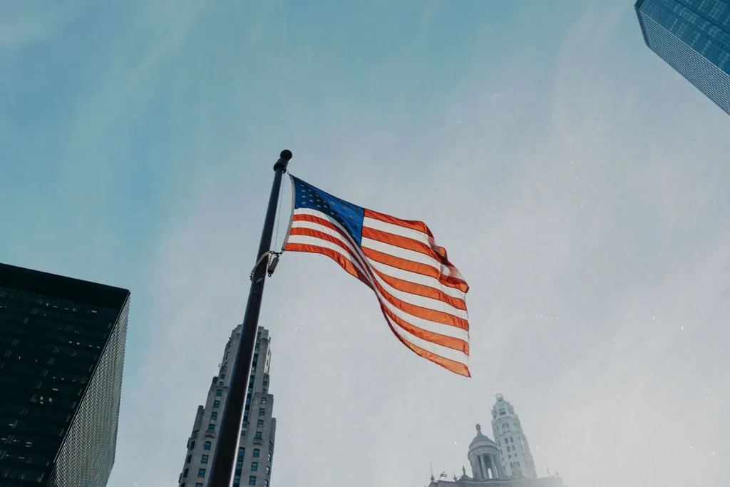 American flag flying