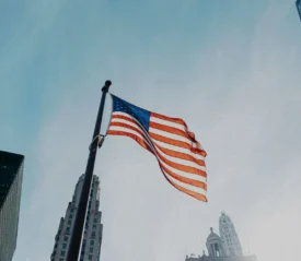 American flag flying