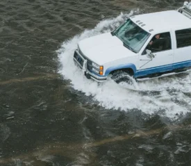 vehicle driving in high water