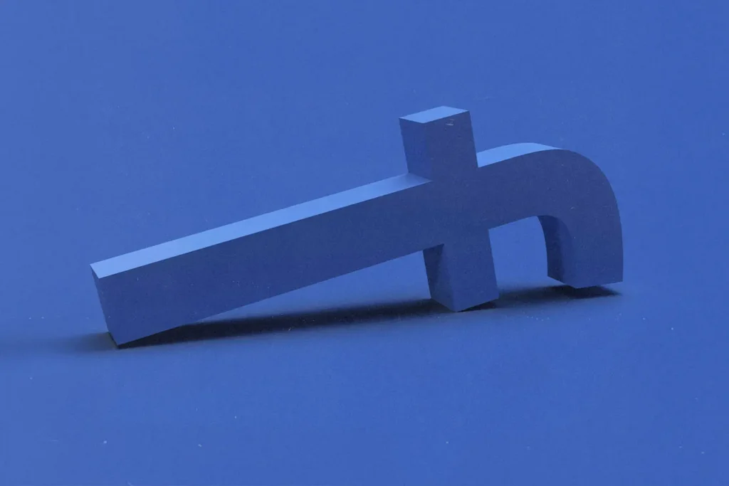 Facebook logo tipped on its side