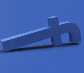 Facebook logo tipped on its side