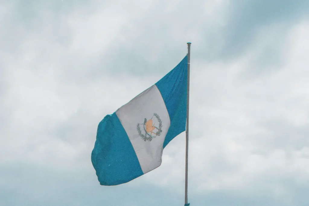 flying Guatemalan flag