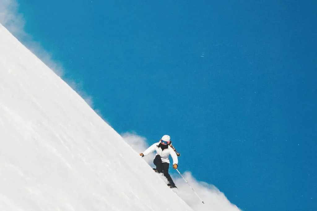 skier on a steep slope