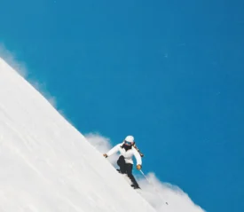 skier on a steep slope