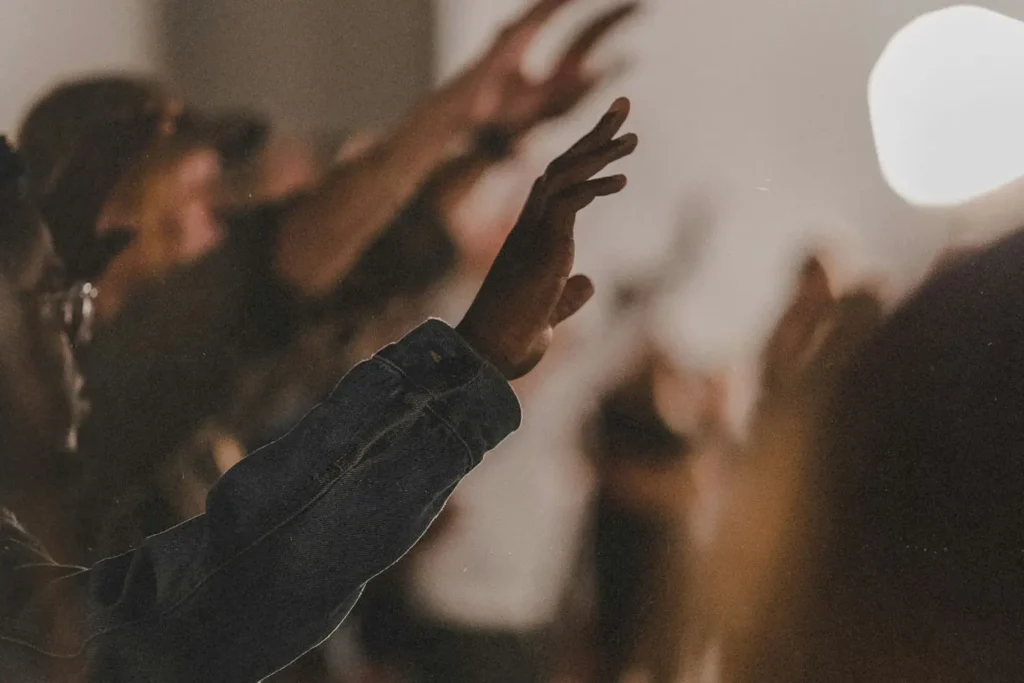 Group of hands lifted