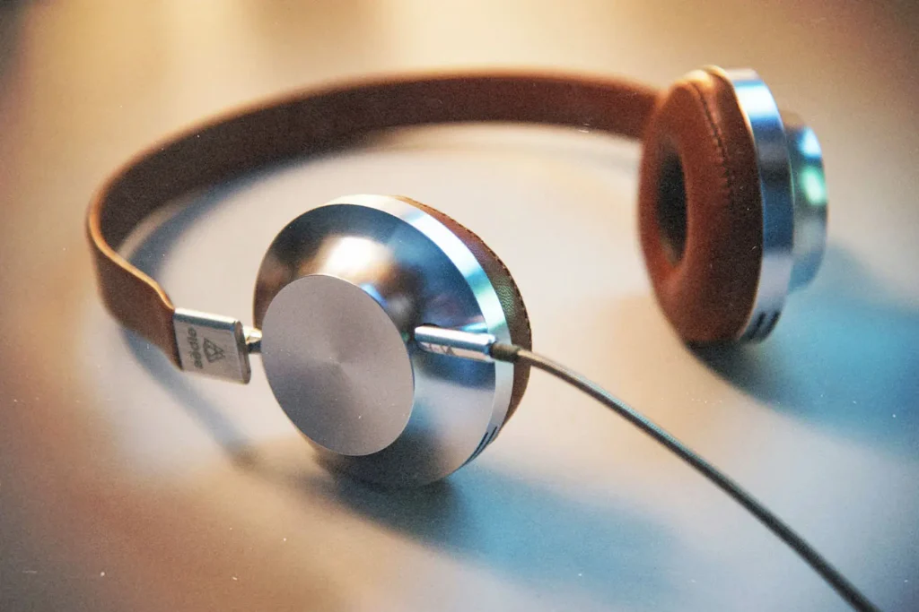 Corded headset laying on the table