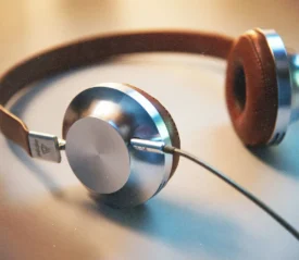 Corded headset laying on the table