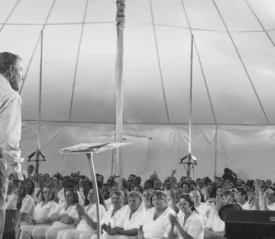 Kenneth Copeland speaking to an audience of inmates