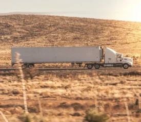 semi truck in the desert