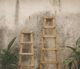 2 wooden ladders