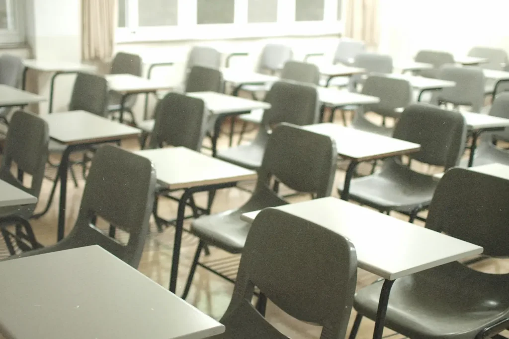 Classroom full of students' desks