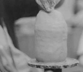 hand making clay pottery