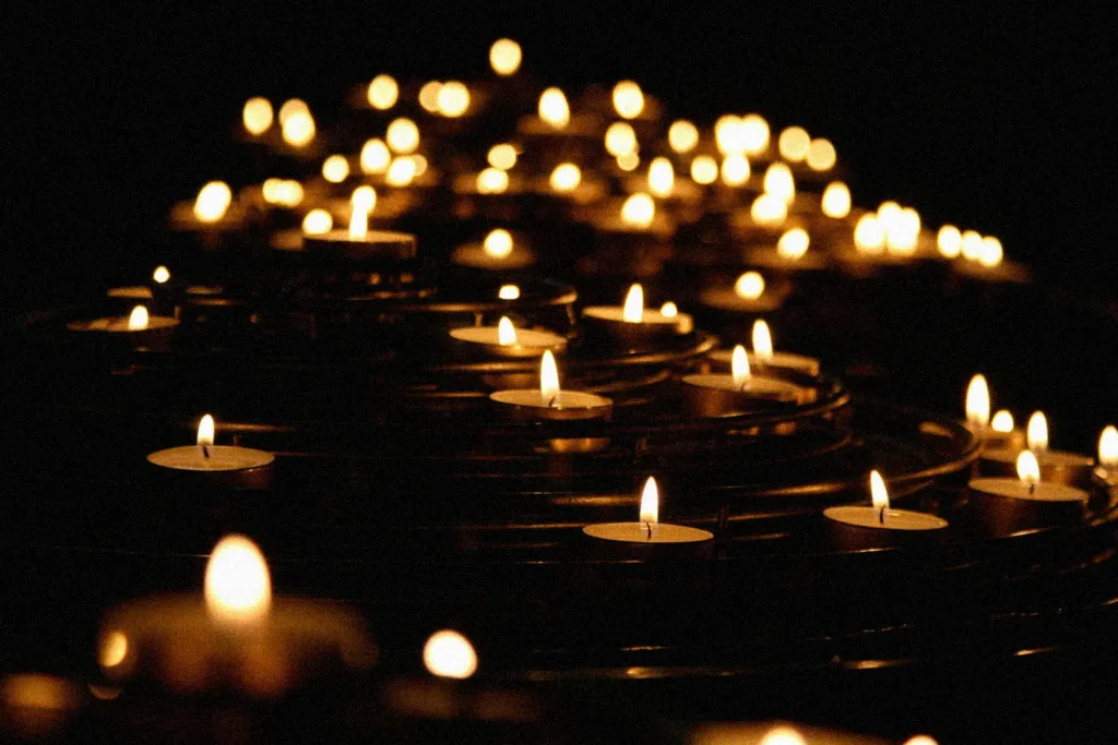 candles lit in the darkness