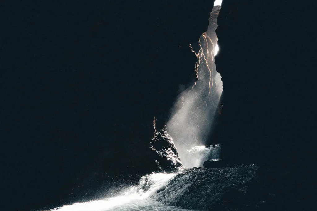water and light through rock