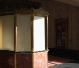 old fashioned movie theater ticket counter