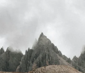 jagged rock in the fog