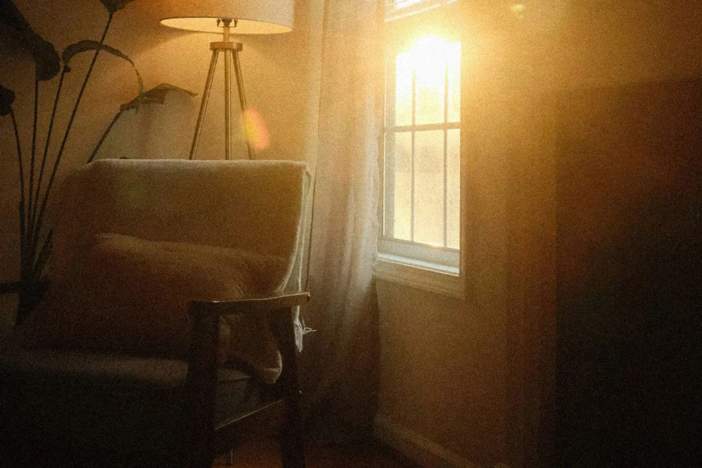 Sunlight shining through living room window