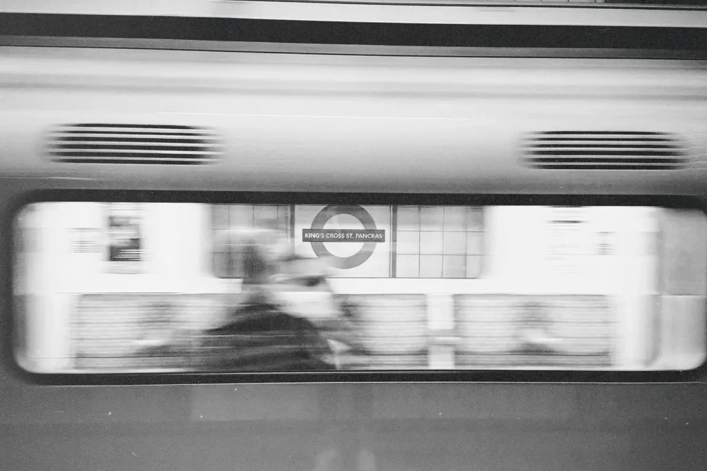 Blurred image of the UK Underground tube passing