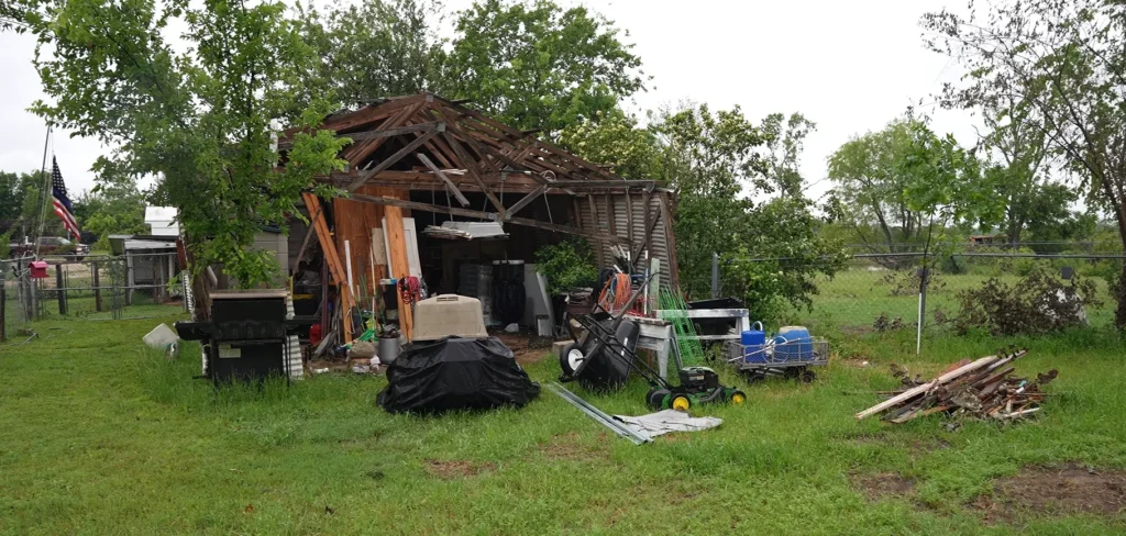 The damage left from a tornado in Springtown, Texas taken by KCM Disaster Relief