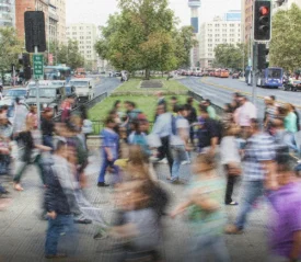 People walking in the street.