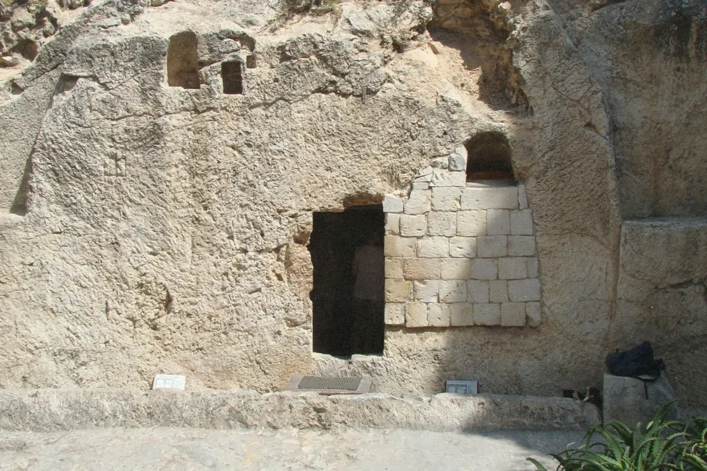 Open doorway on limestone wall