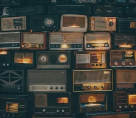 stack of vintage radios