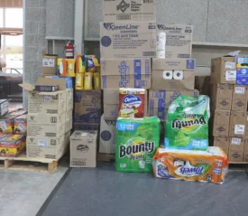 A pile of supplies at a ministry outreach