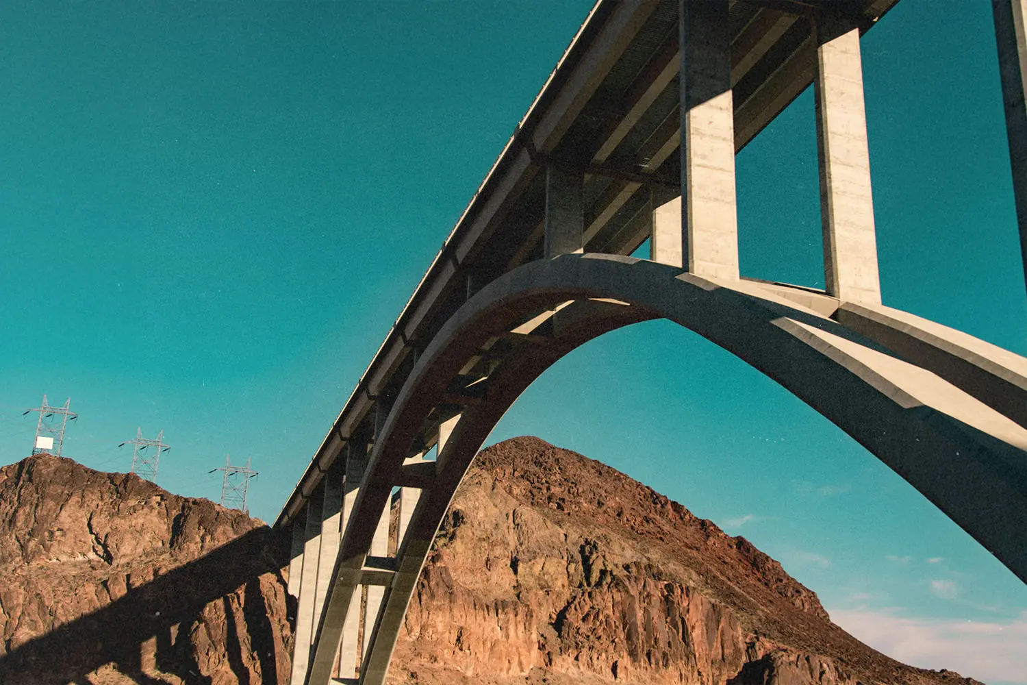 Upward shot of an arched overpass