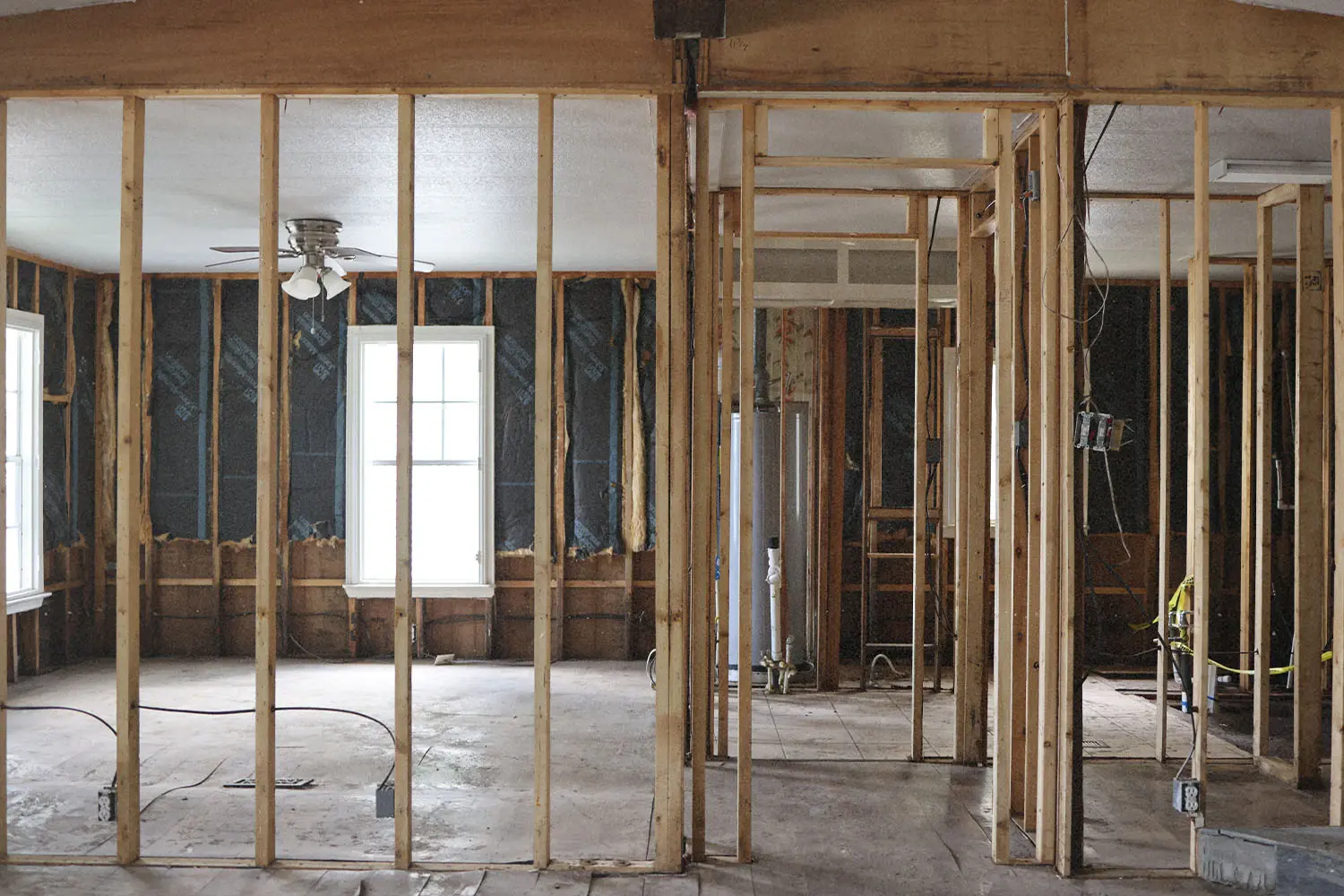 Wooden framing inside a new build house
