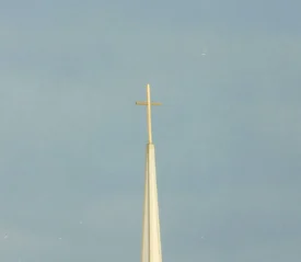 Cross on top of a steeple