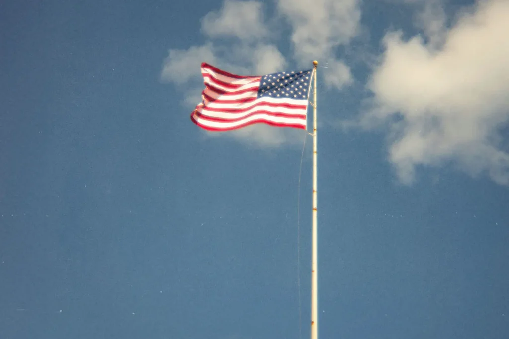 united states flag flowing in the breeze