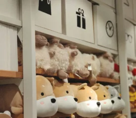 store shelf with stuffed animals