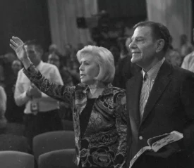 black and white photo of Kenneth and Gloria Copeland