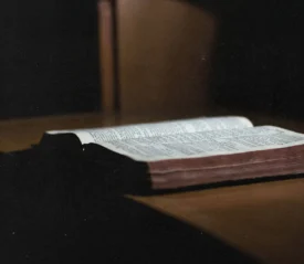 open bible on a desktop