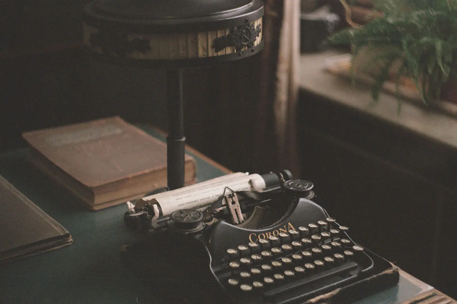 small typewriter on a tidy desk