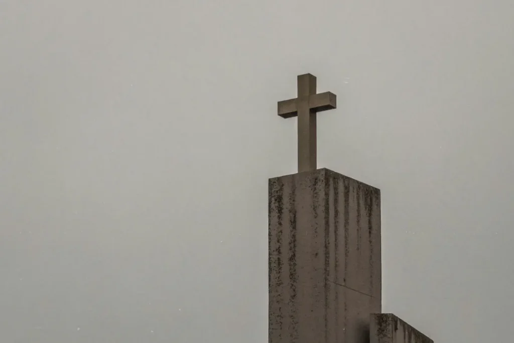 Cross on top of concrete slab
