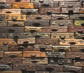 wall of metal cases with handles