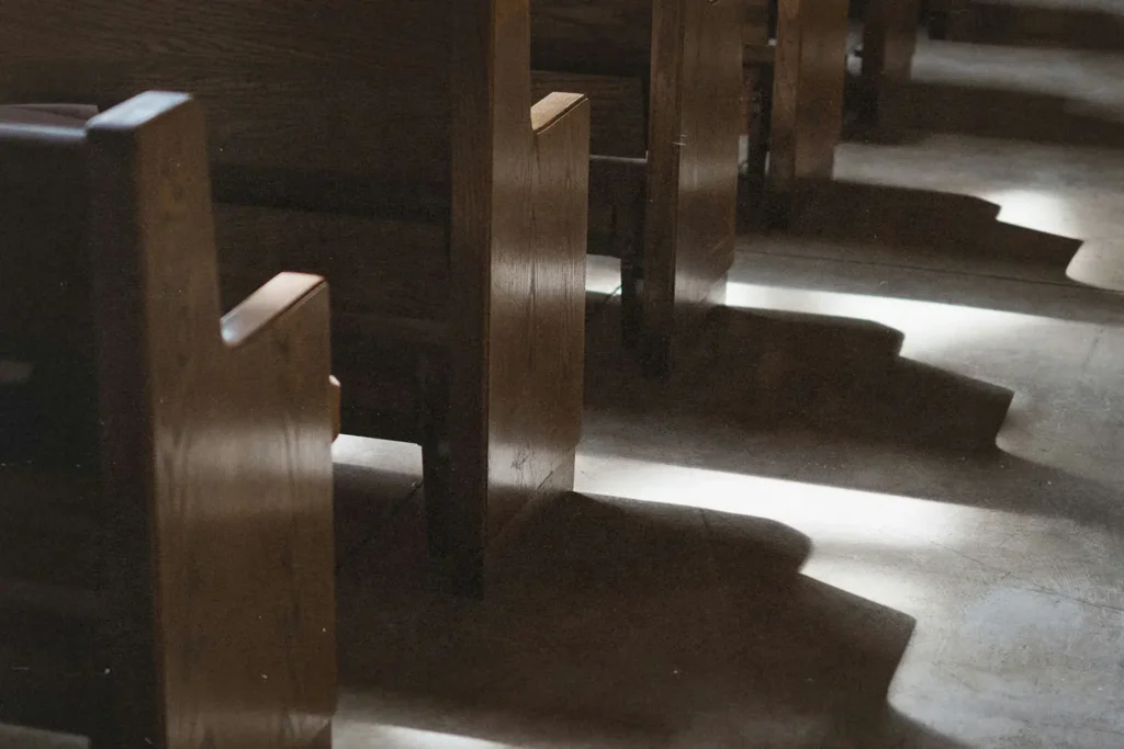 wooden church pews