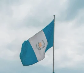 flying Guatemalan flag