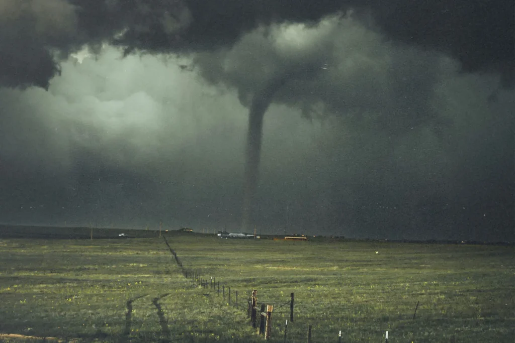 tornado touched down in a field