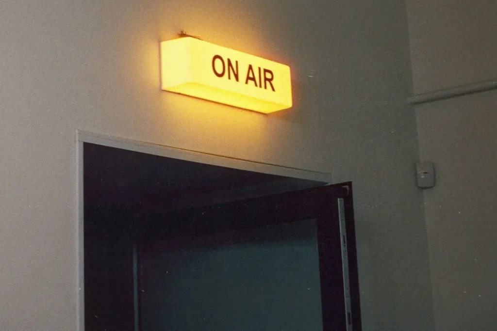 Lit up "On Air" sign