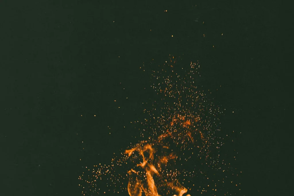 Embers burning on a fire