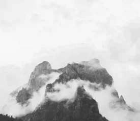 Fog covering mountain tops