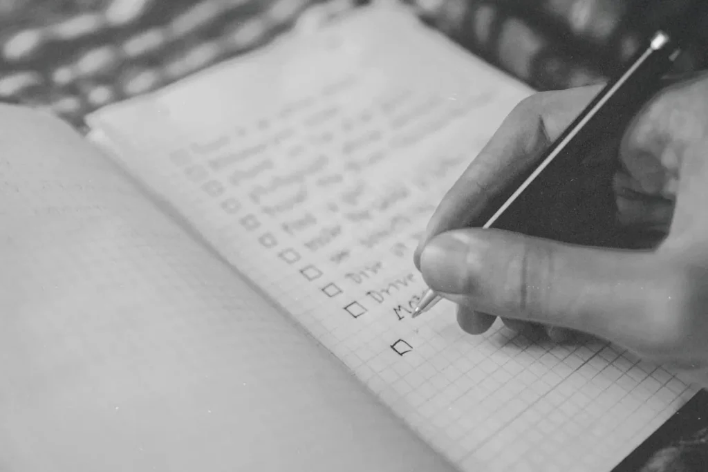 Hand writing checklist