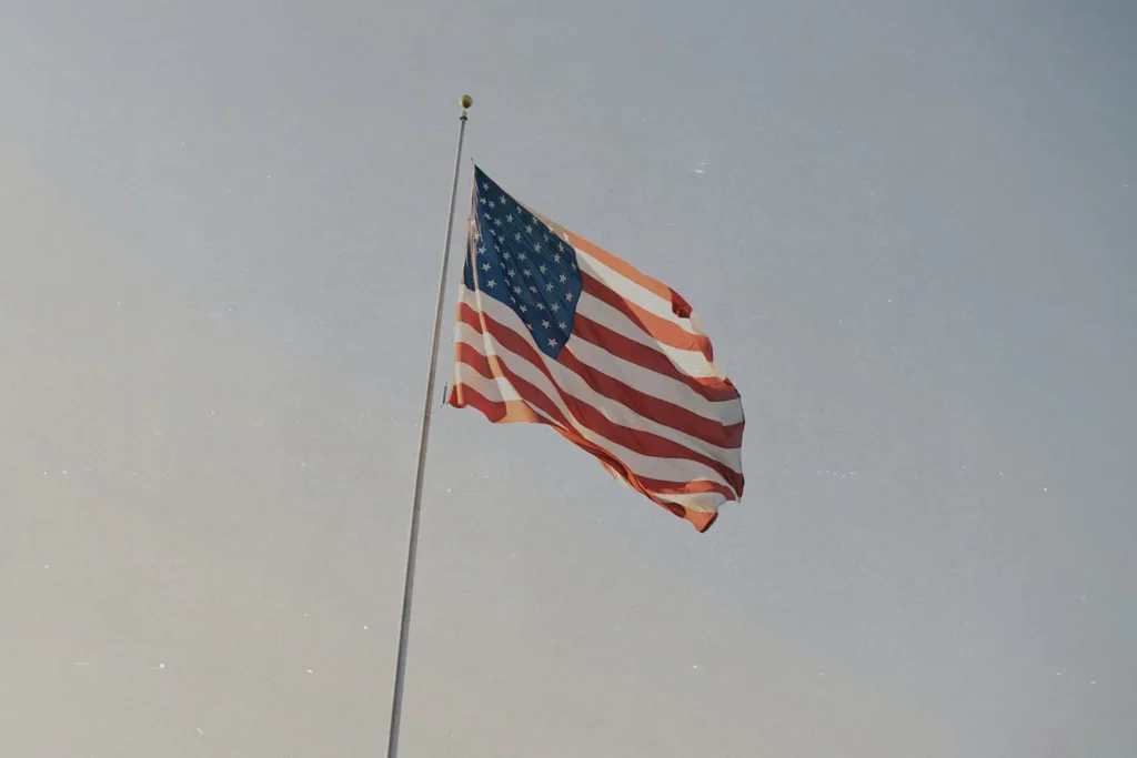 us flag flying in the sky