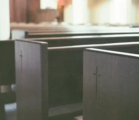 Wooden church pews
